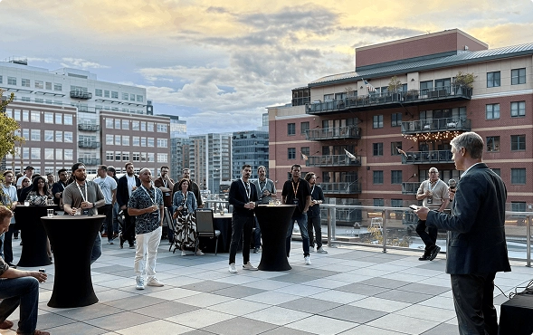 White label agency community engagement — leadership participating in global events, podcasts and conferences connecting with agency owners