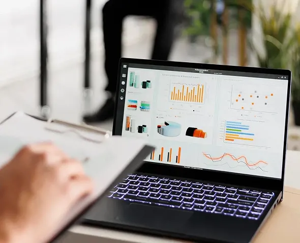 White label digital marketing analytics dashboard on laptop screen
