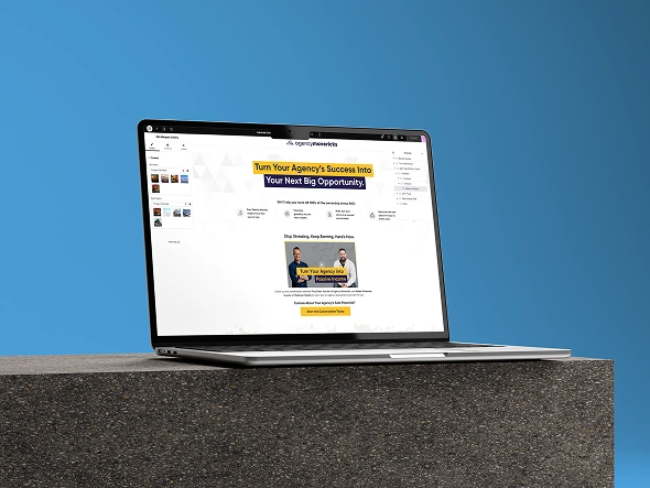 White label custom Elementor functionality — agency client website dashboard mockup on laptop screen