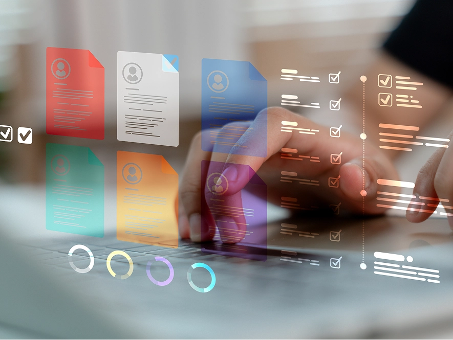 White label flexible engagement model — 3D interface displaying user profiles and scalable workflow layout for flexible content delivery