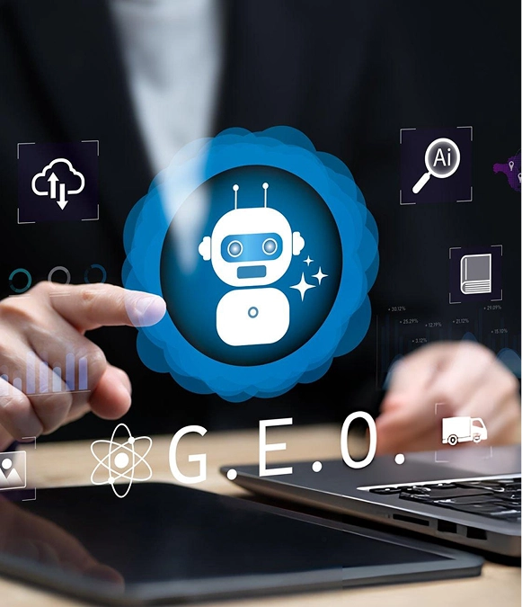 White label GEO reporting and insights — AI bots and geo analytics interface showing performance data and search visibility insights