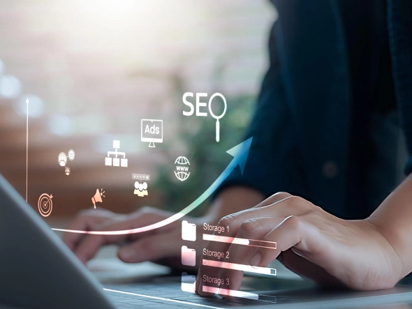 White label performance and SEO enhancements — website growth and search visibility analytics visual