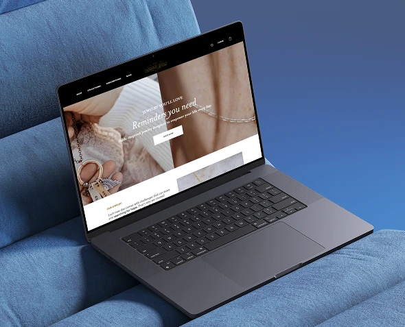 White label Shopify store design and website development — jewelry ecommerce website open on laptop screen