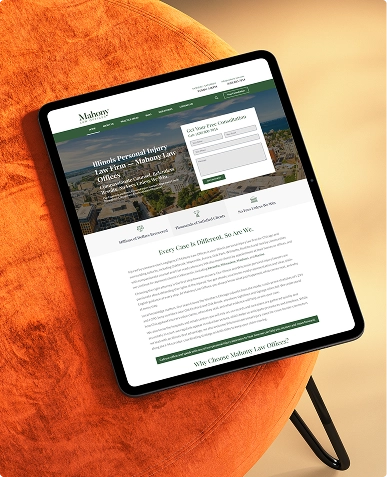 White label website design — layout page displayed on iPad showcasing modern design structure and user interface