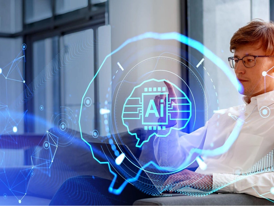 White label Wix AI-powered workflow acceleration — AI brain interface with automation and process flow elements on layered screen