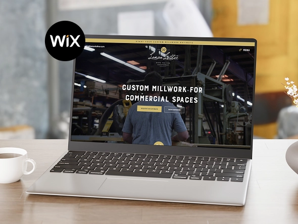 White label Wix website design and development — laptop displaying Wix interface on workspace table for building modern websites